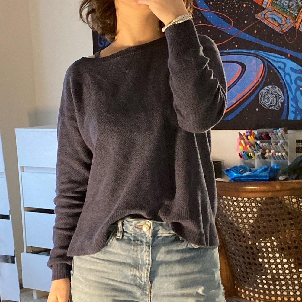 knit blue sweater